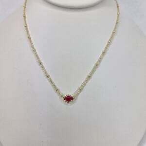 Kendra Scott Mini Abbie Gold Satellite Pendant Necklace Cranberry Illusion NEW